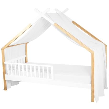 Toile de lit ciel de lit cabane en gaze de coton Blanc 420 x 140 cm BLANC 1 - vertbaudet enfant 