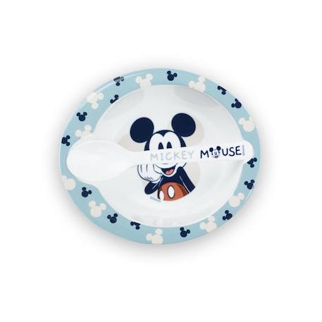 SET REPAS MICRO-ONDE BOL + CUILLERE MICKEY BLEU 1 - vertbaudet enfant 