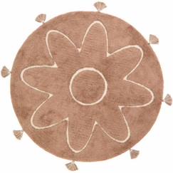 Tapis enfant Yva tissé main coton rond brun rose rond Ø110 - Nattiot  - vertbaudet enfant