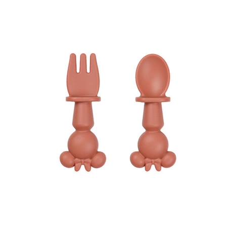 SET DE 2 COUVERTS SILICONE - 2 PCS silicone cutlery set MINNIE ROUGE 1 - vertbaudet enfant 