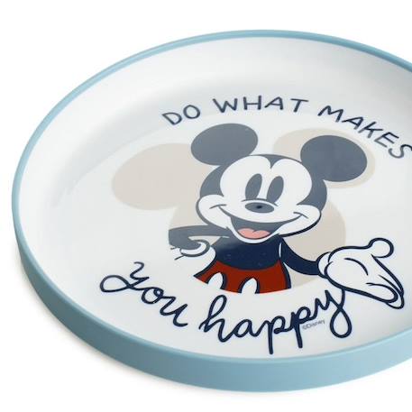 GRANDE ASSIETTE ANTI-DERAPANTE MICKEY COLLECTOR BLEU 4 - vertbaudet enfant 