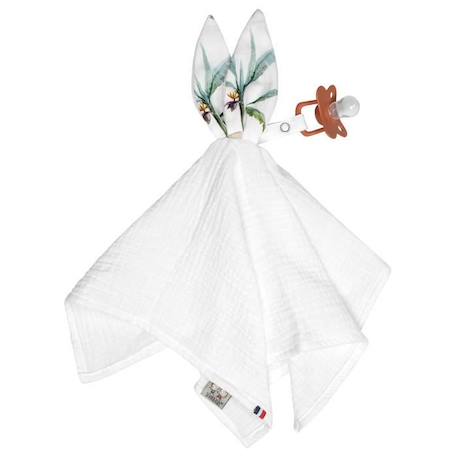 Doudou lapin attache tétine en gaze de coton Safari TU Blanc BLANC 1 - vertbaudet enfant 