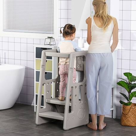 HOMCOM - tour d'apprentissage pour enfants - HDPE - 47x47x90cm - Gris BLANC 2 - vertbaudet enfant 