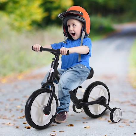 Vélo enfant draisienne 2 en 1 roulettes et pédales amovibles roues 11' hauteur selle réglable acier noir NOIR 3 - vertbaudet enfant 