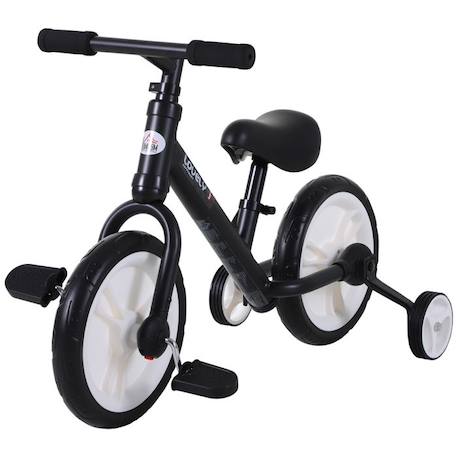 Vélo enfant draisienne 2 en 1 roulettes et pédales amovibles roues 11' hauteur selle réglable acier noir NOIR 1 - vertbaudet enfant 