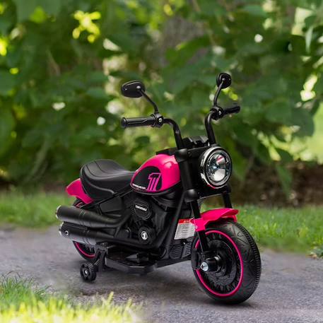 Moto électrique pour enfants - HOMCOM - 3 km/h, 6V, phare LED - charge max. 25 kg - 2 roues d'entraînement - moteur puissant - rose ROSE 3 - vertbaudet enfant 