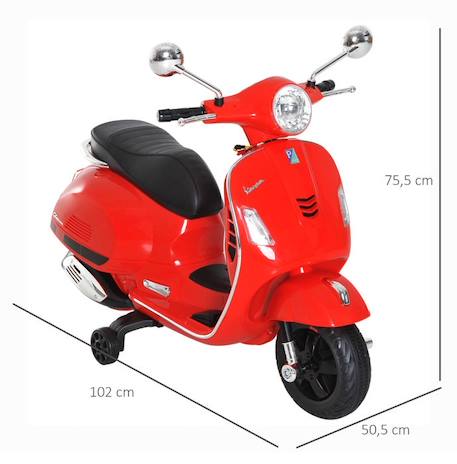 HOMCOM - Moto électrique enfant - Plastique - 102x50.5x75.5cm - Rouge ROUGE 4 - vertbaudet enfant 