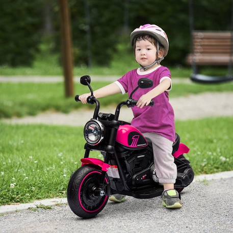 Moto électrique pour enfants - HOMCOM - 3 km/h, 6V, phare LED - charge max. 25 kg - 2 roues d'entraînement - moteur puissant - rose ROSE 2 - vertbaudet enfant 