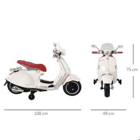 Vespa Scooter Moto électrique - HOMCOM - Enfants 6 V dim. 108L x 49l x 75H cm Musique klaxon 2 roues auxiliaires - 3-6 ans - Blanc BLEU 4 - vertbaudet enfant 