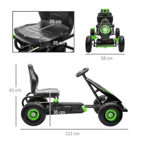 HOMCOM - Kart à pédales pour enfant - PP - 121x58x61cm - Vert VERT 4 - vertbaudet enfant 