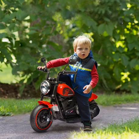 Moto électrique pour enfants - HOMCOM - 3 km/h, 6V, phare LED - charge max. 25 kg - 2 roues d'entraînement - moteur puissant - rouge ROUGE 2 - vertbaudet enfant 