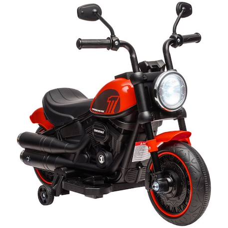 Moto électrique pour enfants - HOMCOM - 3 km/h, 6V, phare LED - charge max. 25 kg - 2 roues d'entraînement - moteur puissant - rouge ROUGE 1 - vertbaudet enfant 