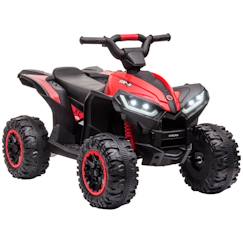 Jouet-Quad électrique enfant 12 V - HOMCOM - 2 moteurs, 2 vitesses 3-6 km/h - phares LED, klaxon, MP3 et USB - de 3 à 5 ans - rouge