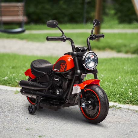 Moto électrique pour enfants - HOMCOM - 3 km/h, 6V, phare LED - charge max. 25 kg - 2 roues d'entraînement - moteur puissant - rouge ROUGE 3 - vertbaudet enfant 