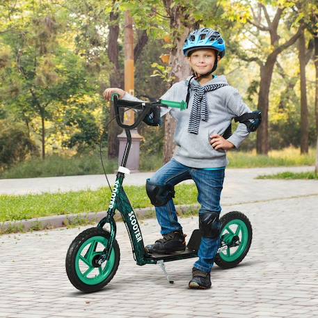 Trottinette patinette enfant à partir de 6 ans roues 30 cm guidon réglable poignée frein et béquille acier vert BLANC 2 - vertbaudet enfant 