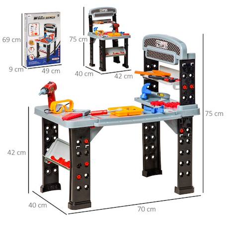 Etabli et outils pour enfant - jeu d'imitation bricolage - nombreux accessoires + de 79 pièces & outils variés GRIS 4 - vertbaudet enfant 