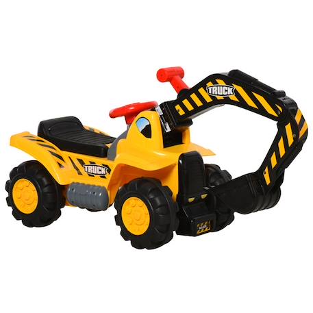 Tracteur tractopelle enfant dès 3 ans coffre panier de basket intégré et balles HDPE jaune noir JAUNE 1 - vertbaudet enfant 