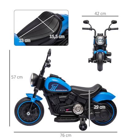 Moto électrique pour enfants - HOMCOM - 3 km/h, 6V, phare LED - charge max. 25 kg - 2 roues d'entraînement - moteur puissant - bleu BLANC 4 - vertbaudet enfant 