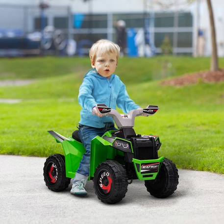 Quad électrique HOMCOM pour enfants véhicule à batterie 6V avec marche avant et arrière 70L x 41,5l x 48,5H cm Vert VERT 2 - vertbaudet enfant 