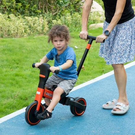 Tricycle enfant évolutif 4 en 1 - tricycle à pousser, tricycle simple, draisienne, vélo - canne télescopique - guidon pliable - alu ROUGE 2 - vertbaudet enfant 