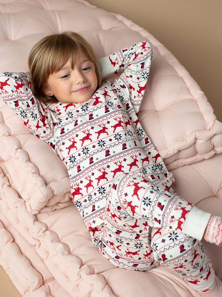 Pyjama Enfant Mixte De Noël En Coton Bio rouge 3 - vertbaudet enfant 