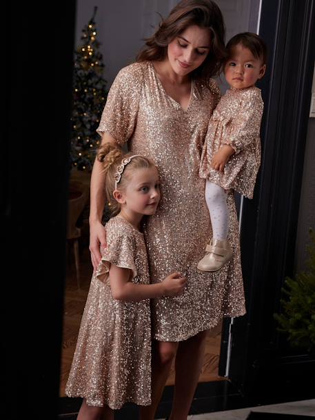 Robe de fête à sequins fille or 2 - vertbaudet enfant 