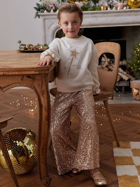 Pantalon large à sequins Noël fille or 1 - vertbaudet enfant 