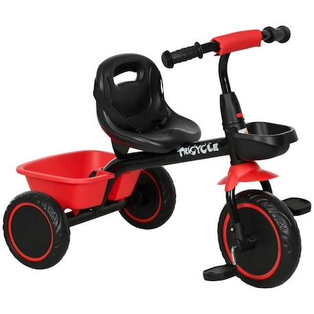 Tricycle pour enfant évolutif - AIYAPLAY - Rouge - Siège réglable - Pédales - 2 paniers BLANC 1 - vertbaudet enfant 