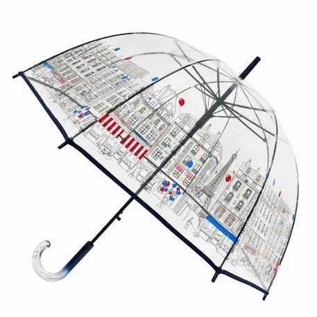 Fille-Parapluie transparent long et automatique Paris