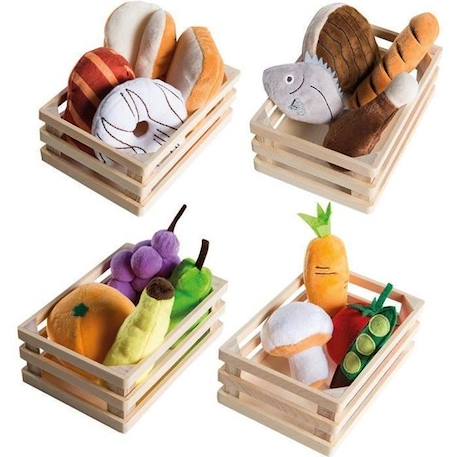 ROBA Jouets Fruits et Légumes pour Marchande et Cuisine Enfant + 4 Paniers en Bois MARRON 1 - vertbaudet enfant 