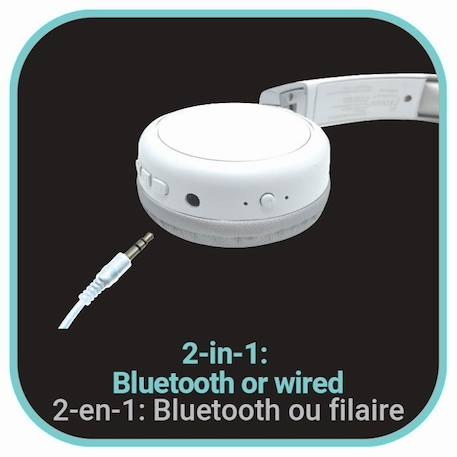 Casque 2 en 1 Bluetooth® et Filaire confortable et pliable design Acoustix BLANC 4 - vertbaudet enfant 