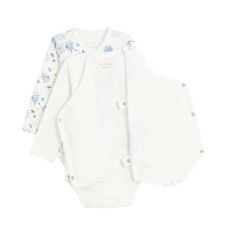 Lot de 2 bodies bébé manches longues ouverture croisée Luna BLANC 4 - vertbaudet enfant 