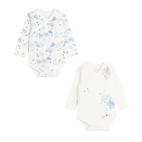 Lot de 2 bodies bébé manches longues ouverture croisée Luna BLANC 1 - vertbaudet enfant 