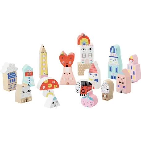 Jeu de cubes en bois - VILAC - Tiny city Suzy Ultman - Mixte - Enfant - 20 cubes en bois BLANC 2 - vertbaudet enfant 