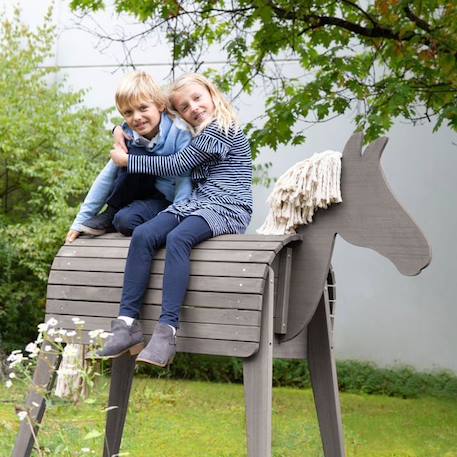 ROBA Cheval d'Extérieur en Bois Massif pour Enfants - sans Bascule - Grand Cheval de Jardin pour Enfant - Gris GRIS 5 - vertbaudet enfant 