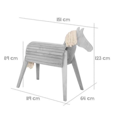 ROBA Cheval d'Extérieur en Bois Massif pour Enfants - sans Bascule - Grand Cheval de Jardin pour Enfant - Gris GRIS 4 - vertbaudet enfant 