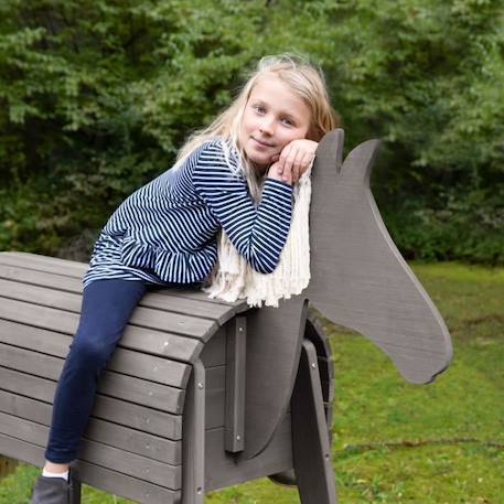 ROBA Cheval d'Extérieur en Bois Massif pour Enfants - sans Bascule - Grand Cheval de Jardin pour Enfant - Gris GRIS 2 - vertbaudet enfant 