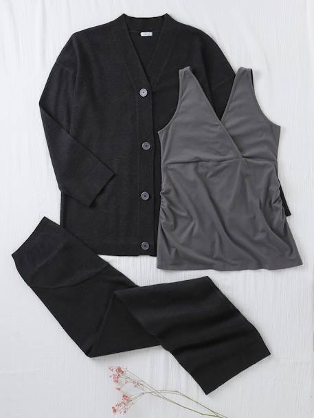 Ensemble 3 pièces grossesse et allaitement débardeur + gilet + pantalon large anthracite 6 - vertbaudet enfant 