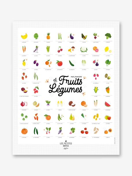 Affiche Mes premiers fruits et légumes LES PETITES DATES blanc 3 - vertbaudet enfant 