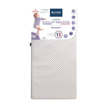 Matelas Bébé 60x120x12cm Évolutif Bien-Être - 1 Face Bébé +10kg - 1 Face Bébé -10kg - Fabriqué En France - Garantie 5 Ans BLANC 2 - vertbaudet enfant 