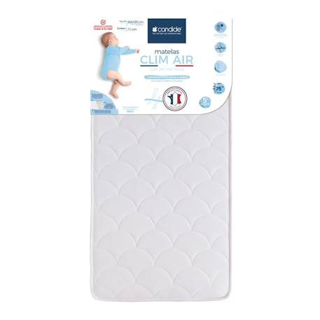 Matelas Bébé 60x120x11cm Clim Air - Respirant - Sans Traitement - Qualité Absorbante - Garantie 5 Ans - Fabriqué En France BLANC 2 - vertbaudet enfant 