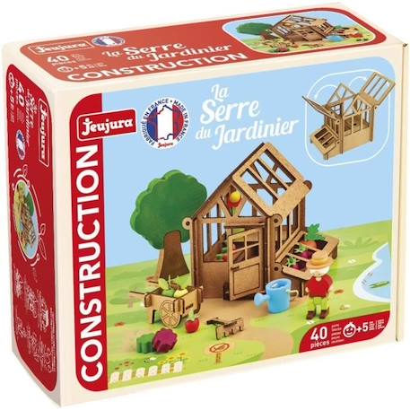 La Serre du Jardinier 40 Pièces - JEUJURA - Jeu de Construction en Bois Naturel, Tapis et Accessoires Inclus, 22x18,5x8,5 cm MULTICOLORE 2 - vertbaudet enfant 