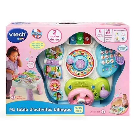 Table d'activités bilingue VTECH - Rose - Pour bébés de 9 à 36 mois ROSE 5 - vertbaudet enfant 