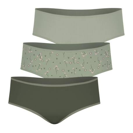 Boxers fille ATHENA - Lot de 3 - Coton élasthanne - Vert - Imprimé fleurs - Taille 6-14 ans VERT 1 - vertbaudet enfant 