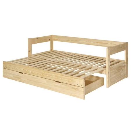 Pack lit banquette gigogne avec tiroir et matelas 80x200 cm Ravi bois MARRON 2 - vertbaudet enfant 