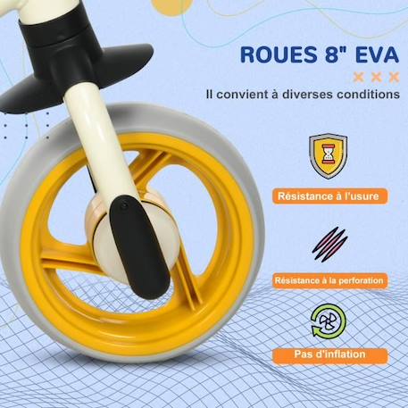 Draisienne enfant selle réglable roues EVA charge max. reco. 25 Kg acier crème BLANC 3 - vertbaudet enfant 