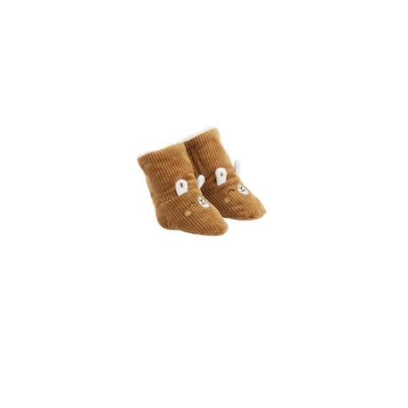 Chaussons bébé en velours côtelé Lamascotte MARRON 1 - vertbaudet enfant 