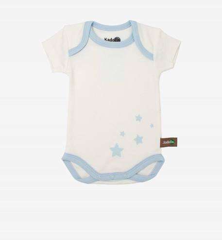 Body manches courtes en Coton Bio à motifs étoiles (lot de 3) BLEU+GRIS 4 - vertbaudet enfant 