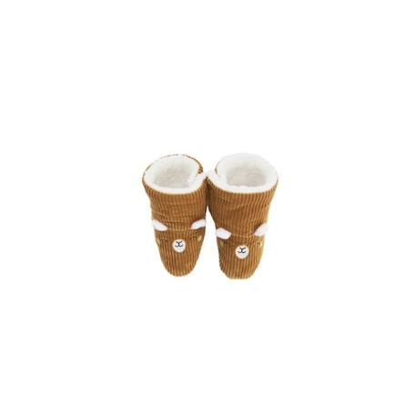 Chaussons bébé en velours côtelé Lamascotte MARRON 2 - vertbaudet enfant 