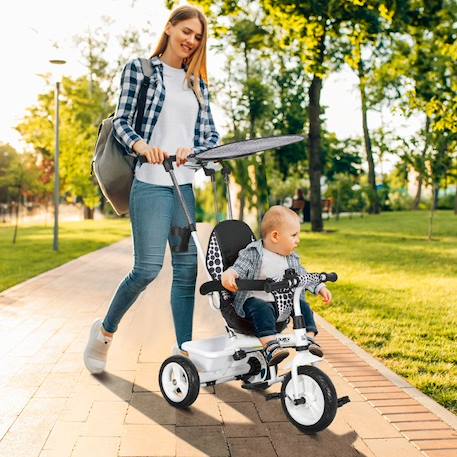 Tricycle Enfants HOMCOM Pare-Soleil Pliable Canne Amovible Benne Rangement 105 x 47 x 98 cm Acier Blanc et Noir BLANC 3 - vertbaudet enfant 